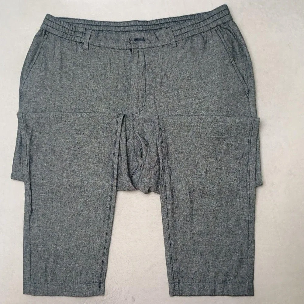 Banana Republic Pants Men 36x29 Gray Jogger Athletic Fit Linen Herringbone
